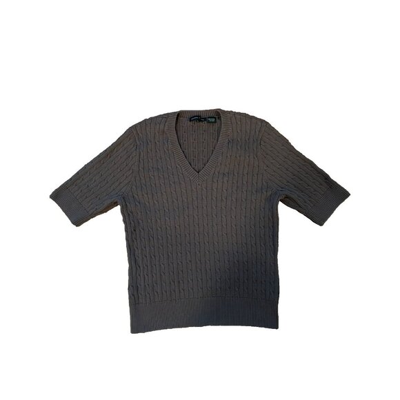 Jeanne Pierre Short-Sleeve Cable Knit Sweater – Size L – 100% Cotton Brown - Picture 2 of 6